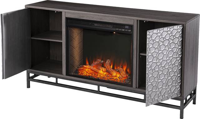 Angevine III Gray 54 in. Console, With Smart Electric Fireplace - Thumbnail - Image 2