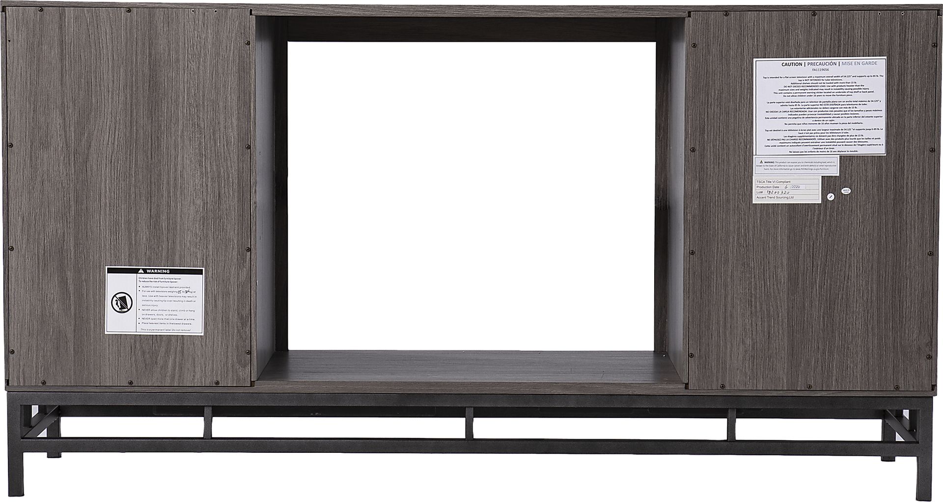 Angevine III Gray 54 in. Console, With Smart Electric Fireplace - Image 3