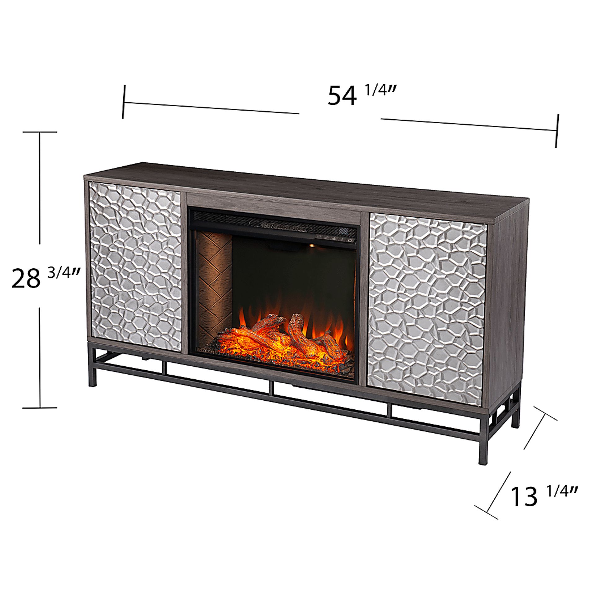 Angevine III Gray 54 in. Console, With Smart Electric Fireplace - Image 7