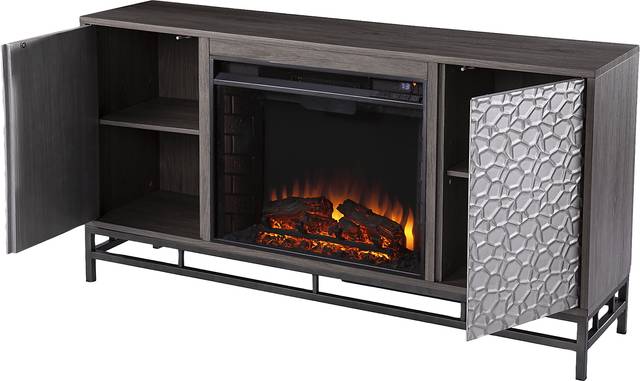 Angevine II Gray 54 in. Console With Electric Log Fireplace - Thumbnail - Image 2