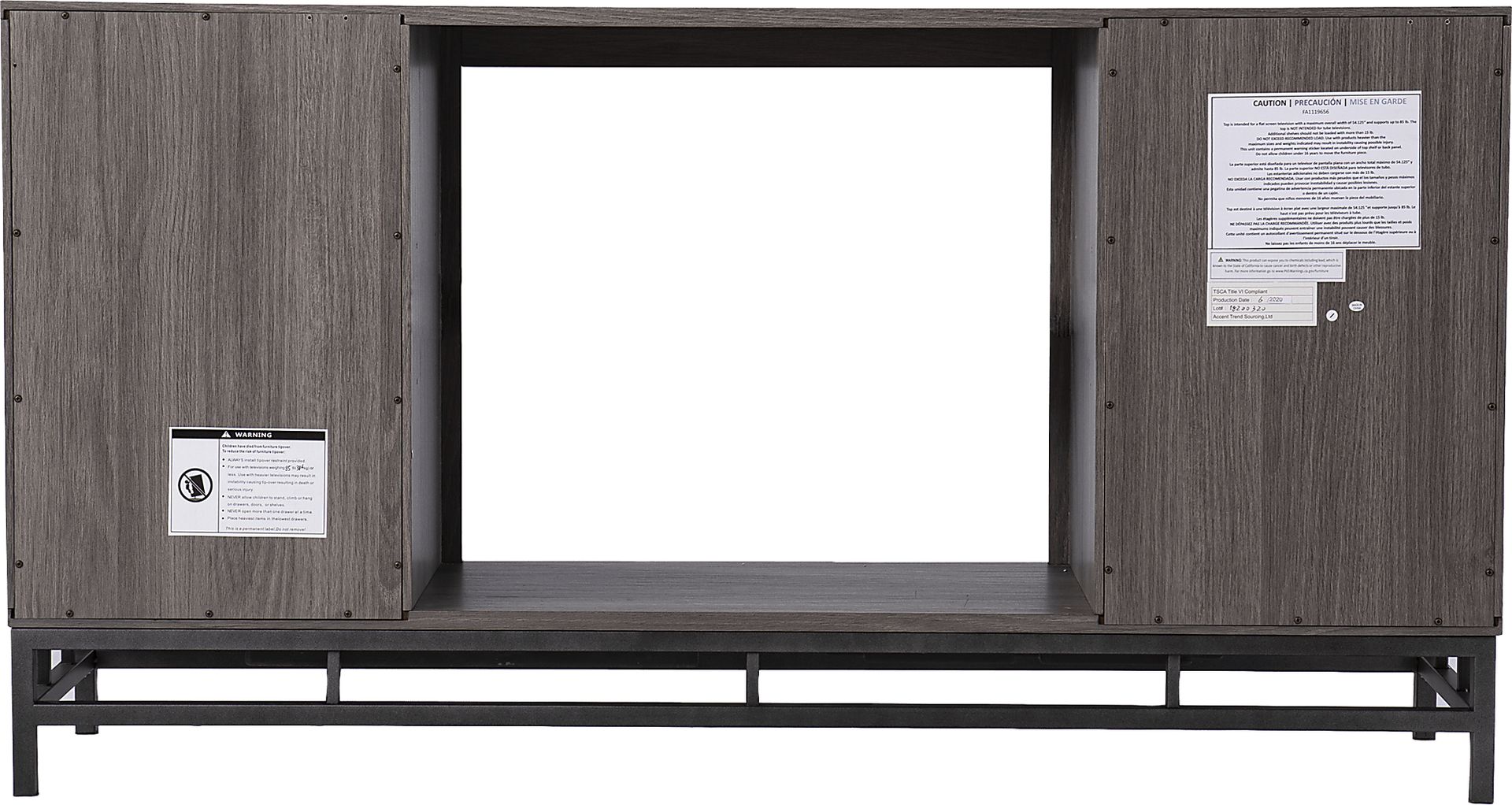 Angevine II Gray 54 in. Console With Electric Log Fireplace - Image 4