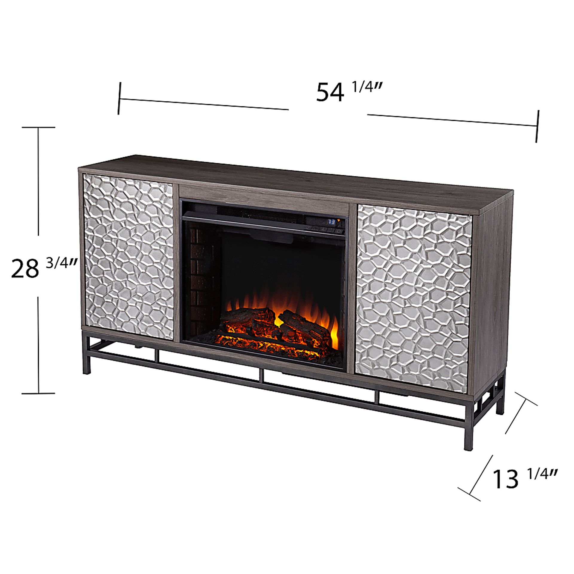 Angevine II Gray 54 in. Console With Electric Log Fireplace - Image 7