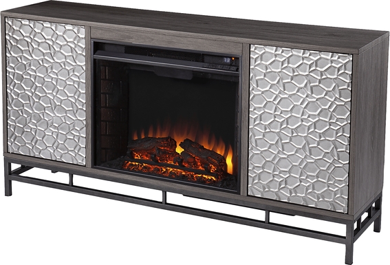 Angevine II Gray 54 in. Console With Electric Log Fireplace