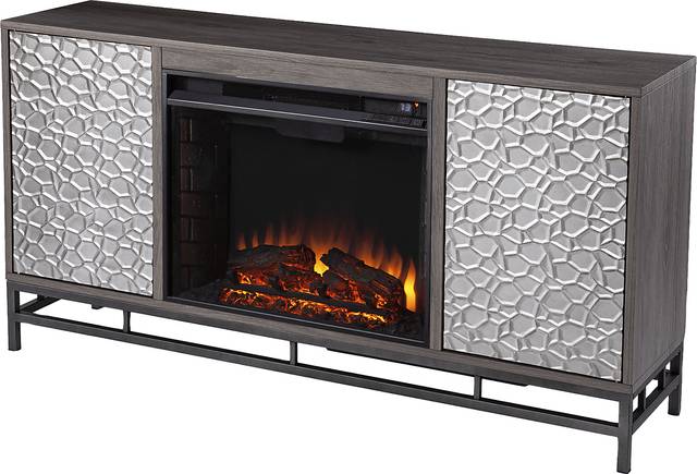 Angevine II Gray 54 in. Console With Electric Log Fireplace - Thumbnail - Image 1