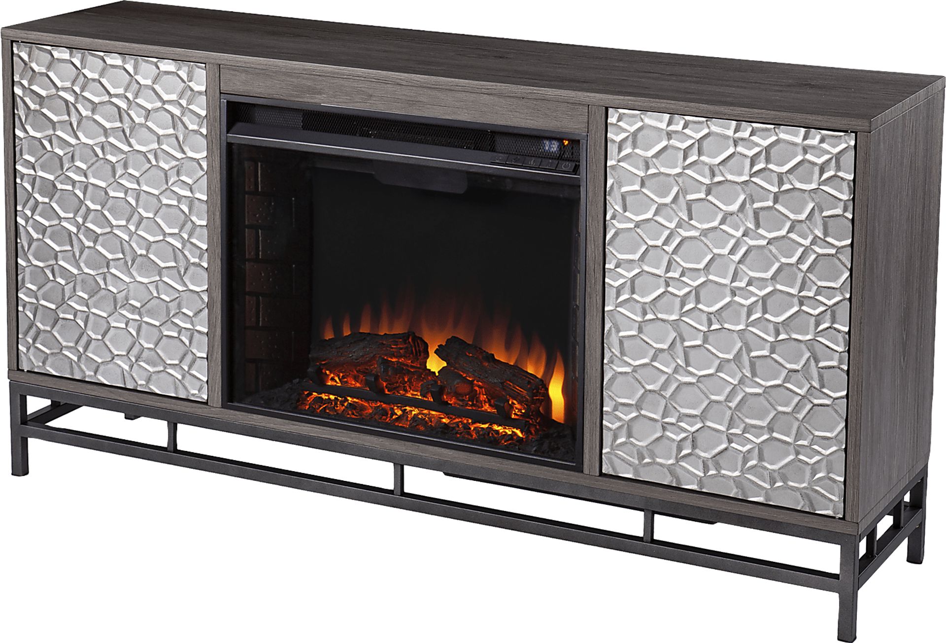 Angevine II Gray 54 in. Console With Electric Log Fireplace - Image 1