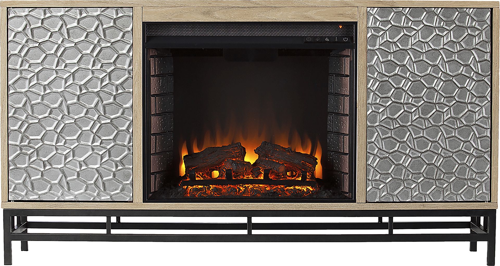 Angevine II Natural 54 in. Console, With Electric Log Fireplace - Image 7
