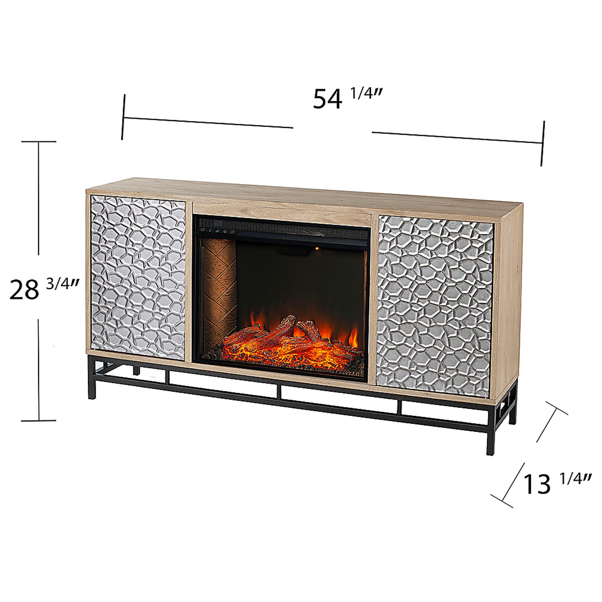 Angevine III Natural 54 in. Console, With Smart Electric Fireplace - Image 9