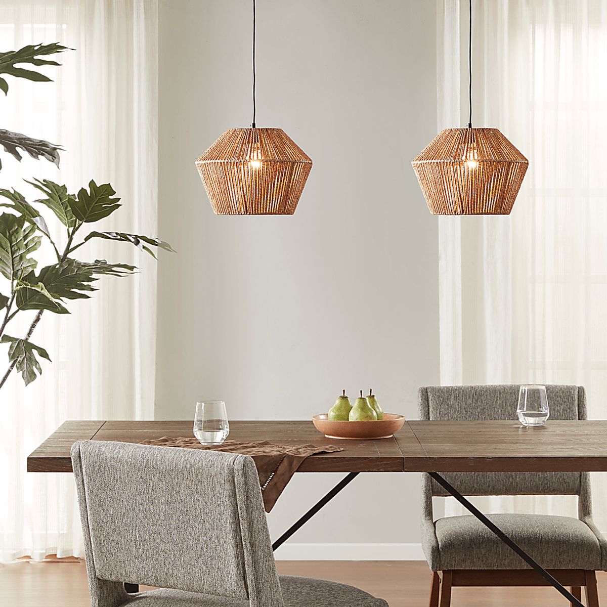 Angus Loop Natural Beige,White Pendant | Rooms to Go