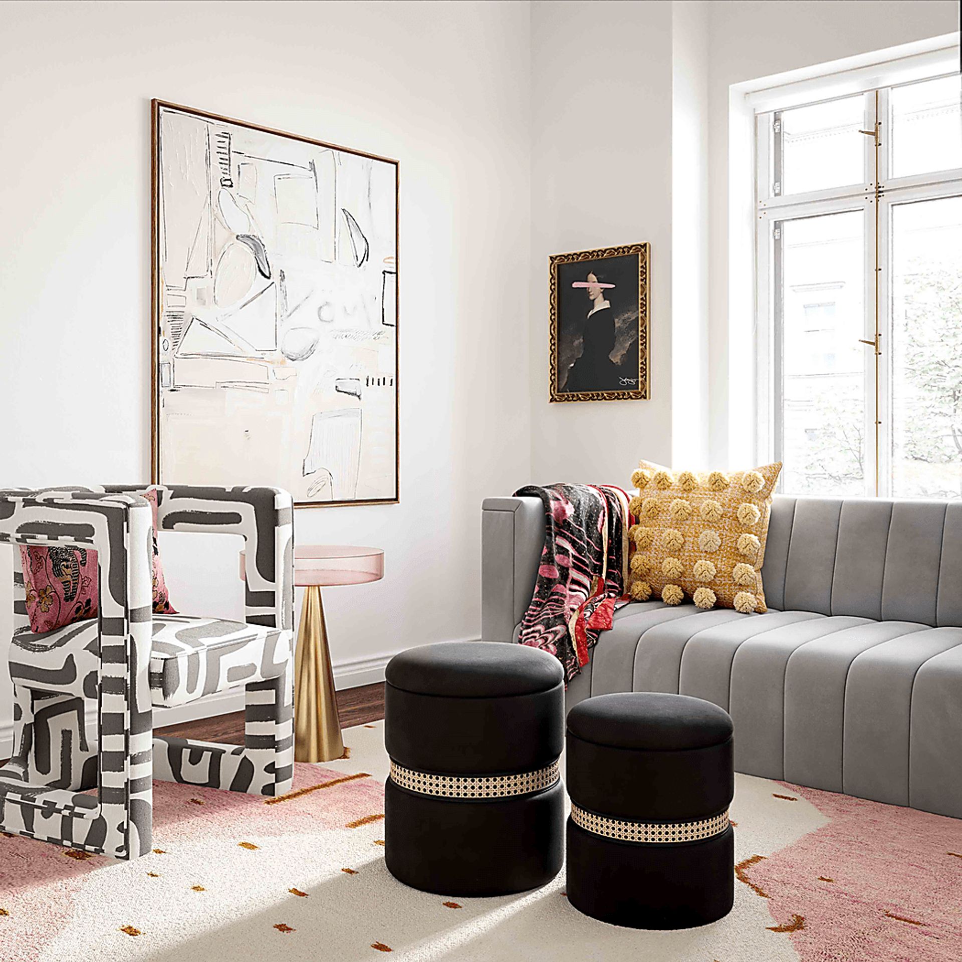 Anivy Black Accent Ottoman, Set of 2 - Image 6