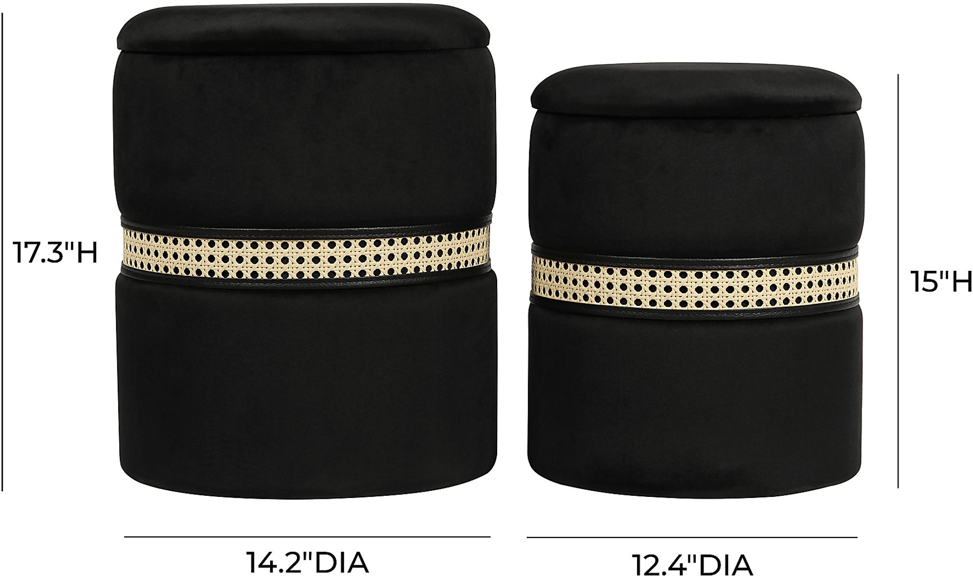 Anivy Black Accent Ottoman, Set of 2 - Image 7