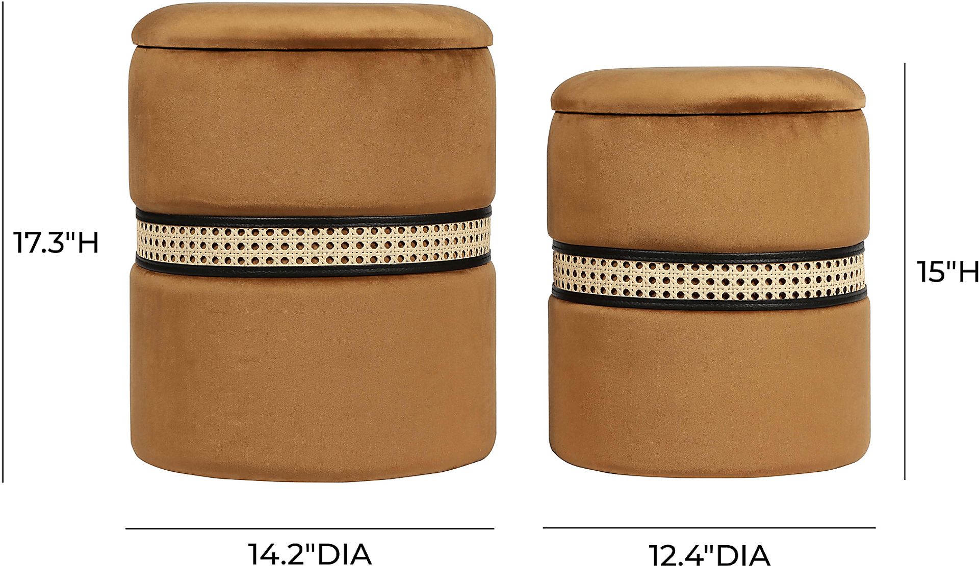 Anivy Cognac Accent Ottoman, Set of 2 - Image 7