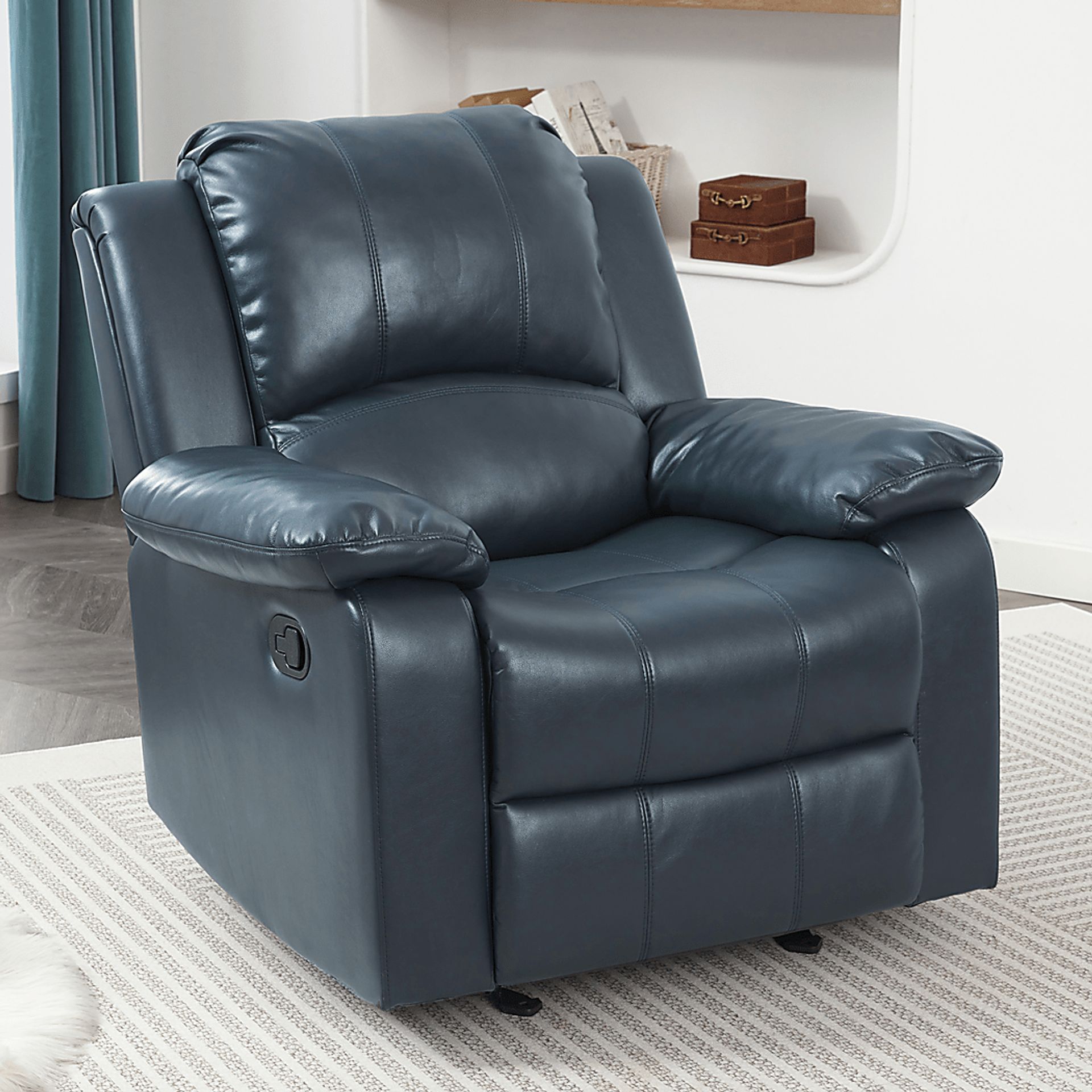 Annaika Dark Blue Glider Recliner - Image 3