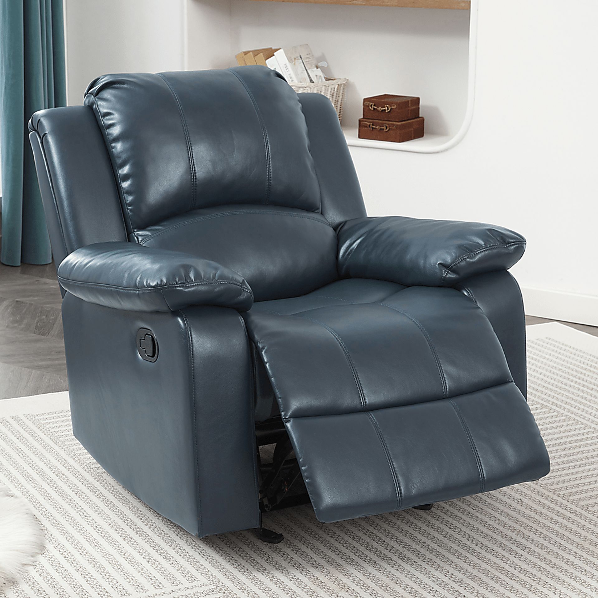 Annaika Dark Blue Glider Recliner - Image 4