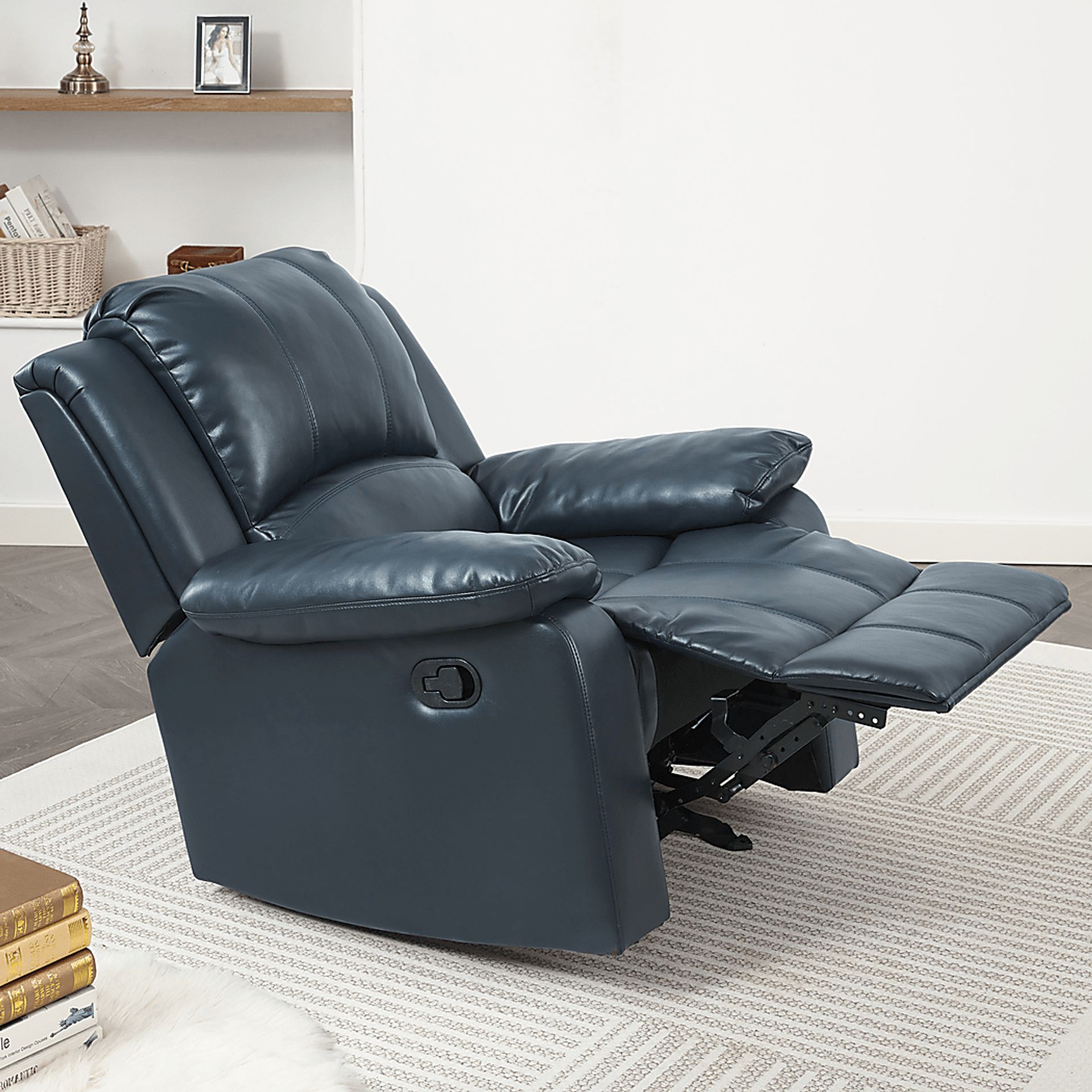 Annaika Dark Blue Glider Recliner - Image 6