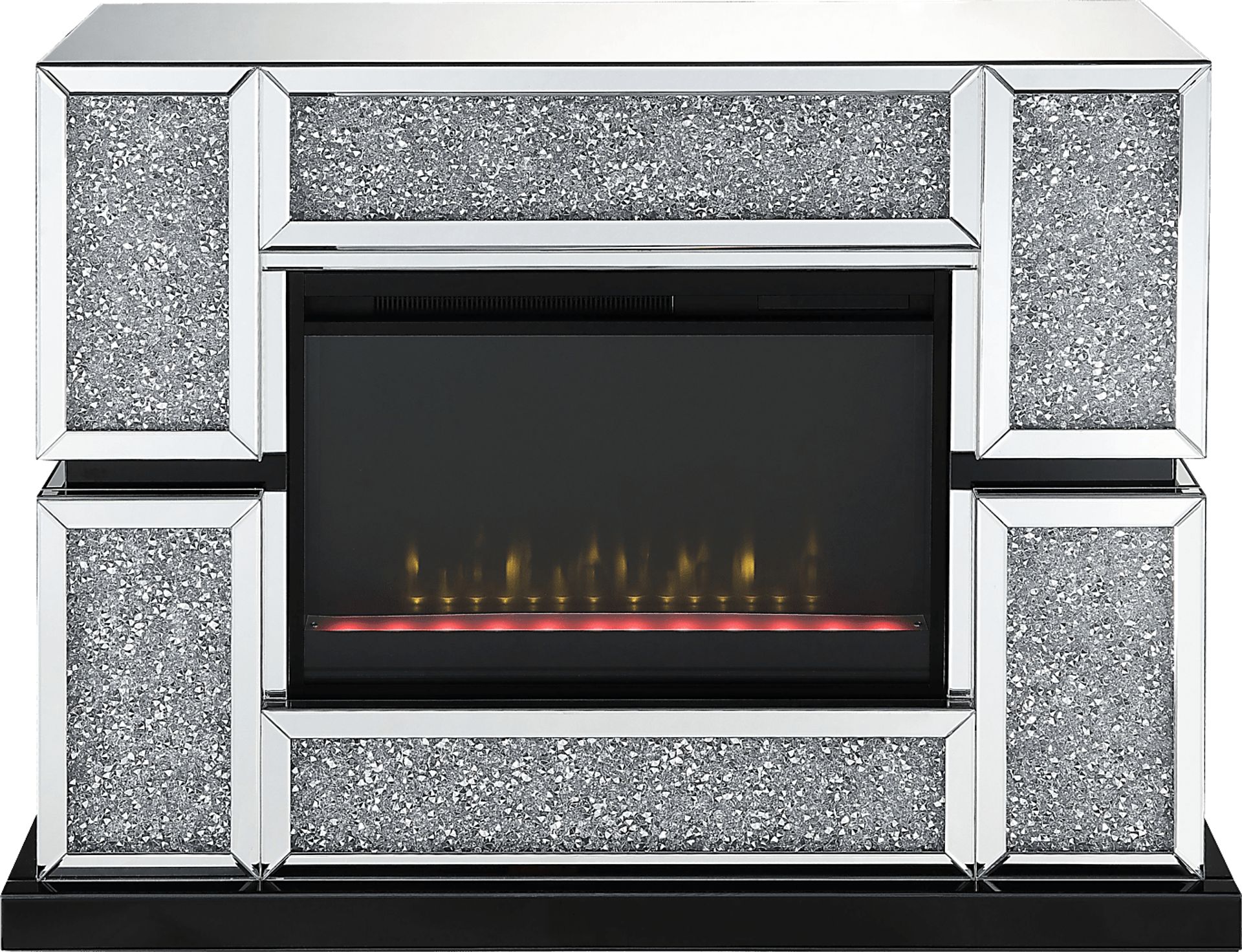 Annella Silver 48 in. Console, With Electric Fireplace - Image 1