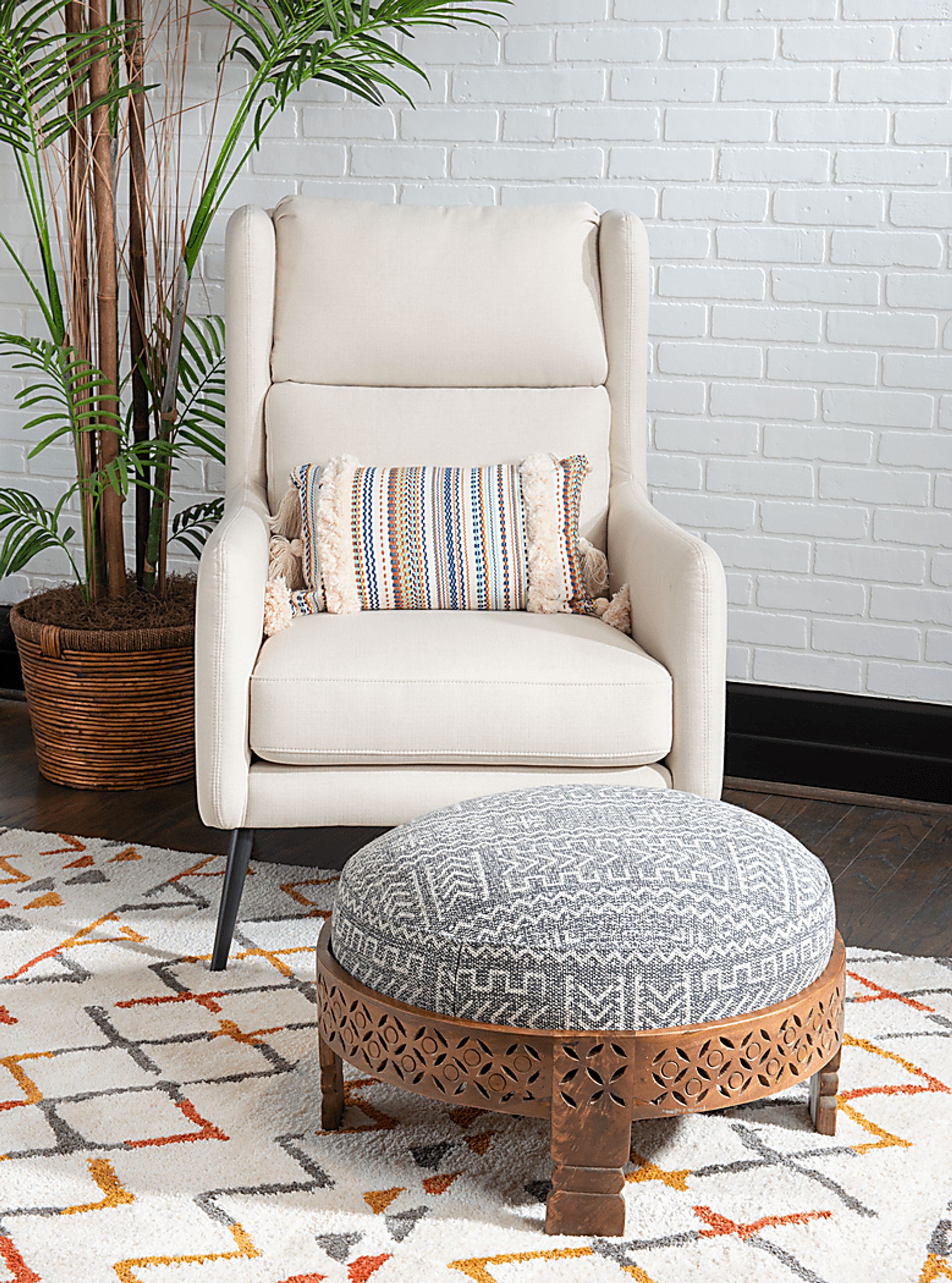 Anoki Gray Ottoman - Image 2