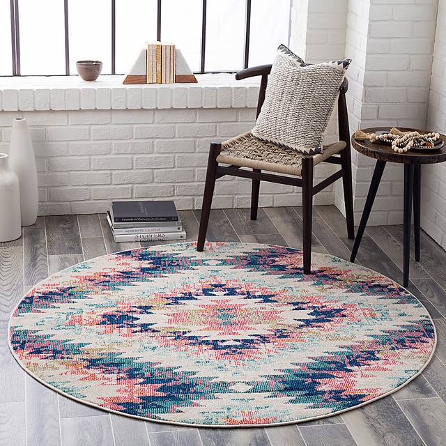 Anoura II Blue 5'3 Round Rug - Thumbnail - Image 2