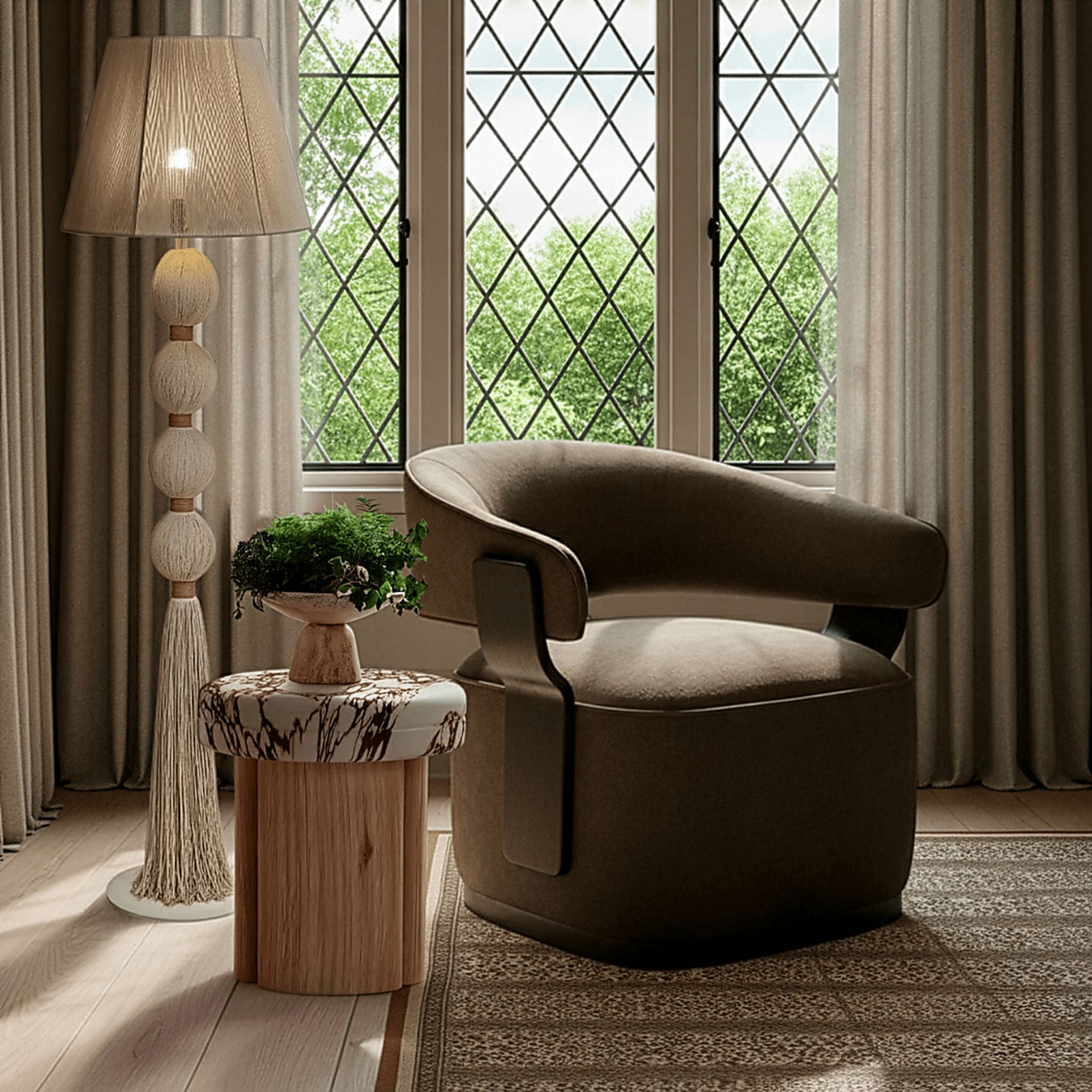 Ansay Brown Swivel Accent Chair - Image 2