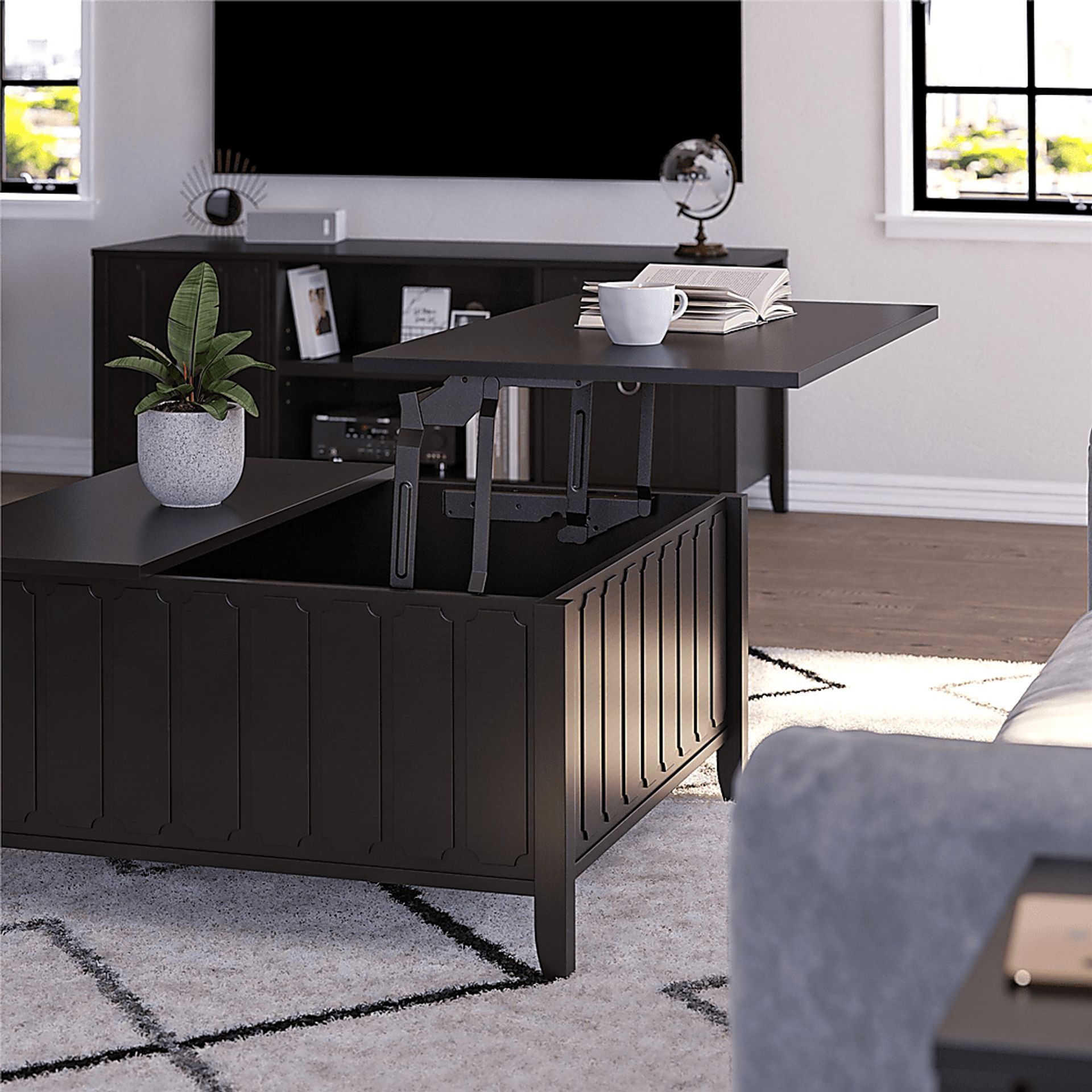 Anselma Black Lift-Top Cocktail Table - Image 4