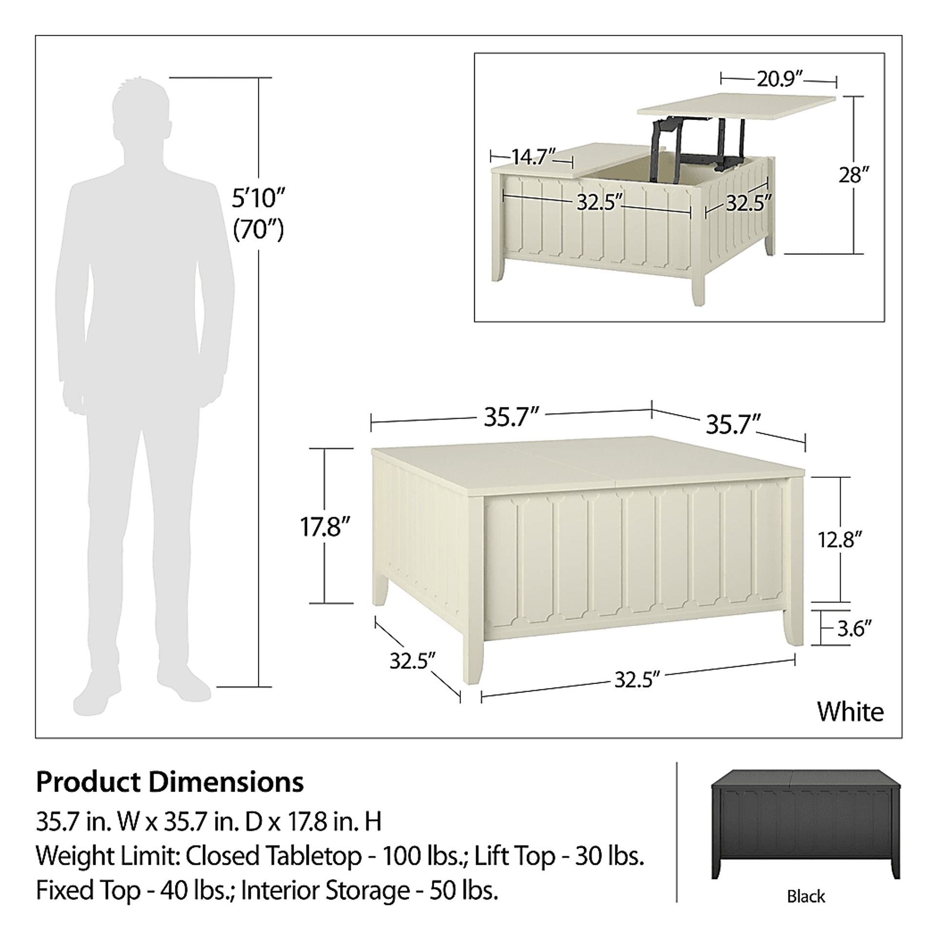 Anselma White Lift-Top Cocktail Table - Image 10