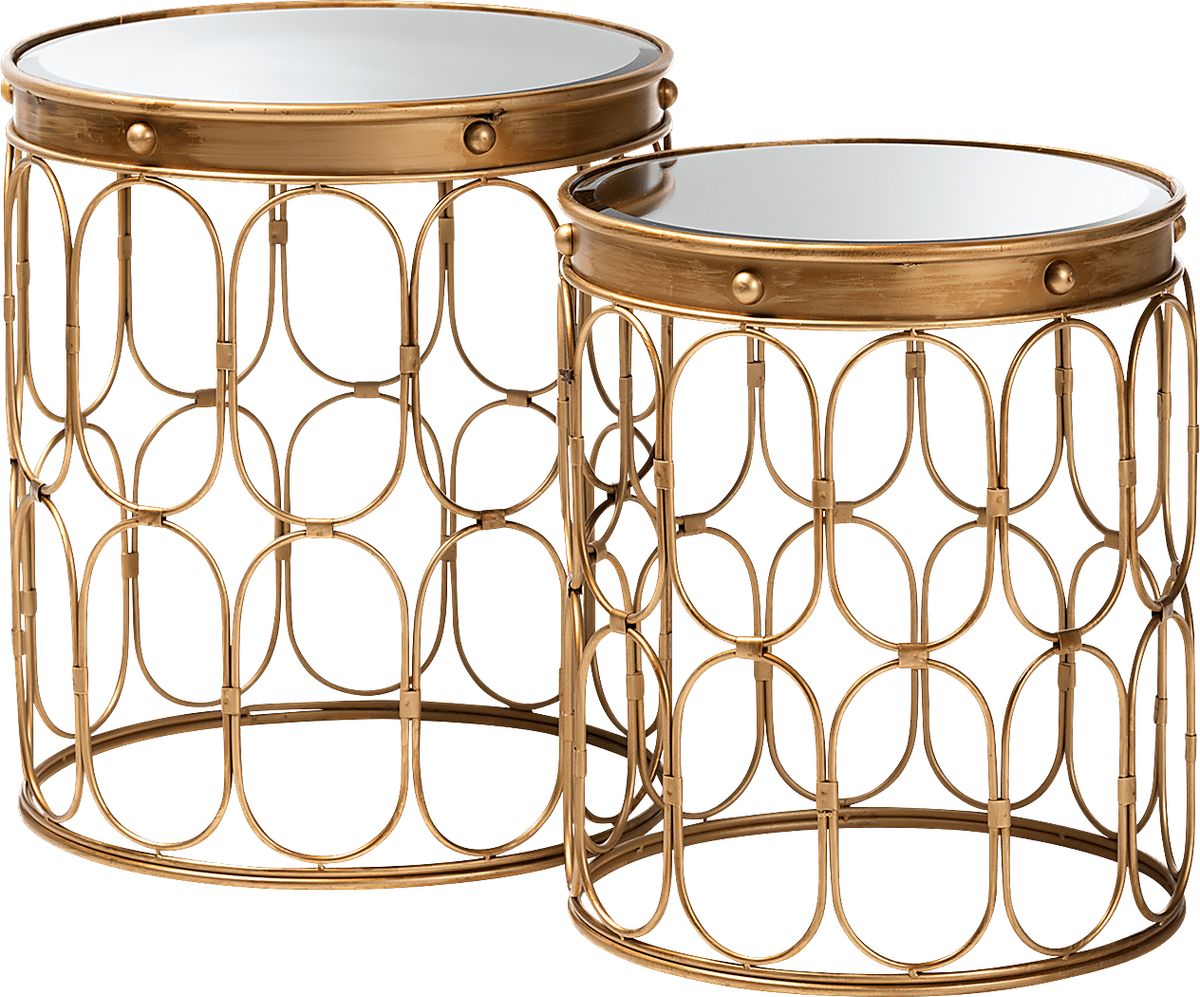Anselmo Gold Colors,Metal Set Of 2 Accent Tables Rooms to Go