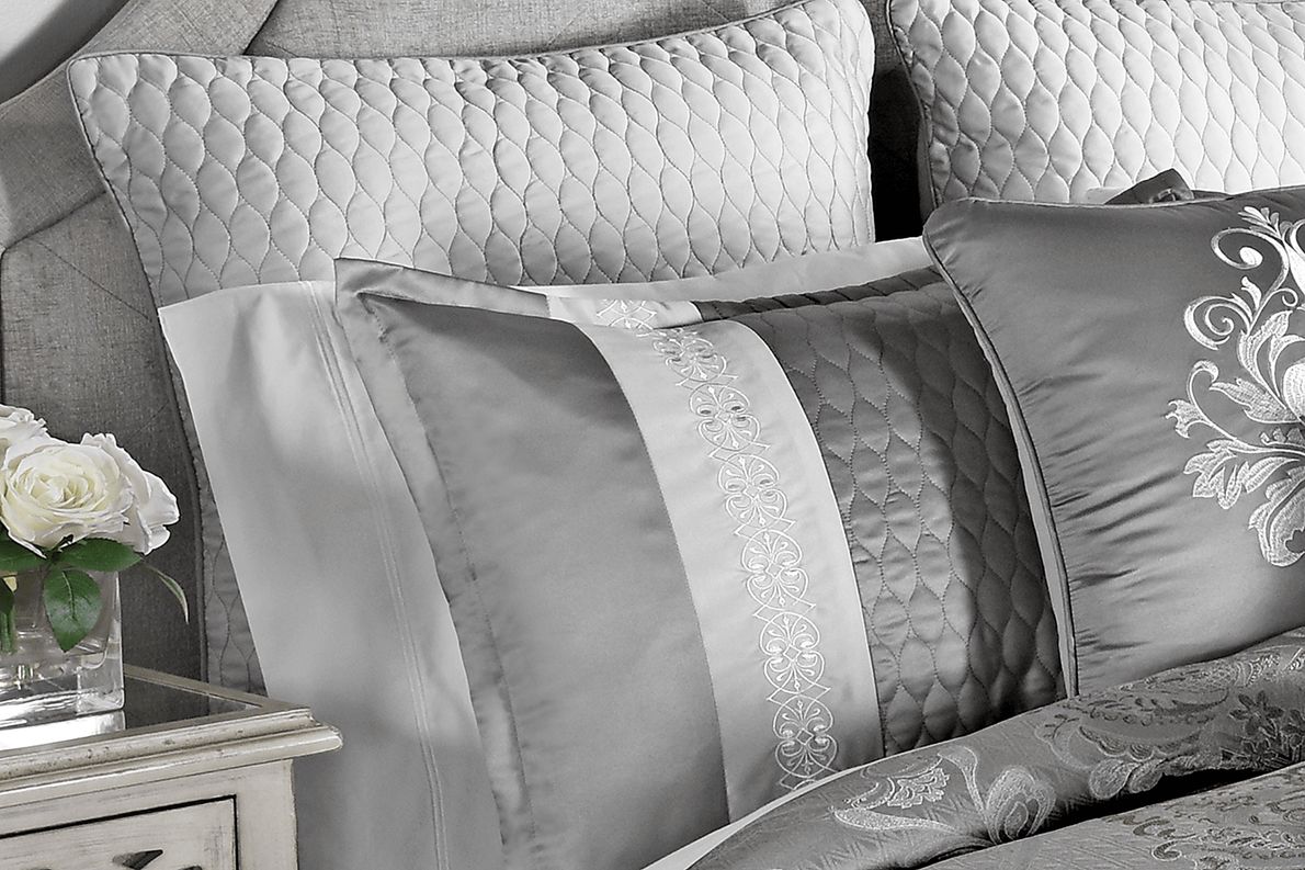 Anseor Gray 12 Pc Queen Comforter Set