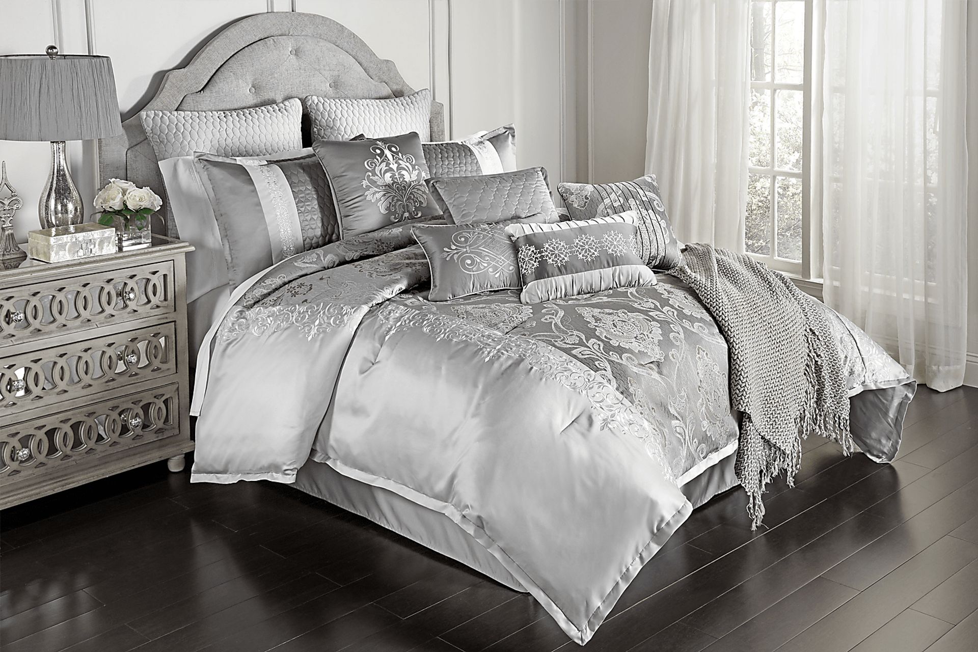 Anseor Gray 12 Pc Queen Comforter Set - Image 1