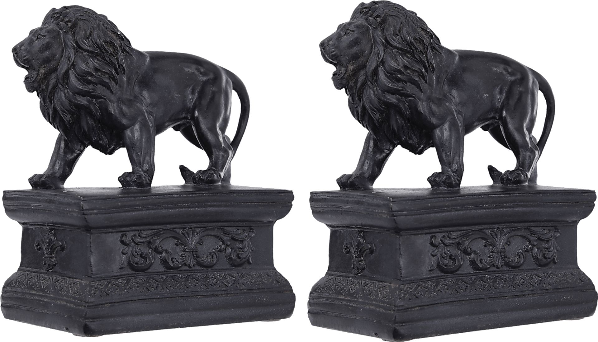 Antarts Black Lion Bookends, Set of 2 - Image 1