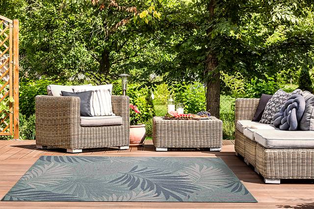 Antawa Aqua 7'10 x 10'10 Indoor/Outdoor Rug - Thumbnail - Image 2