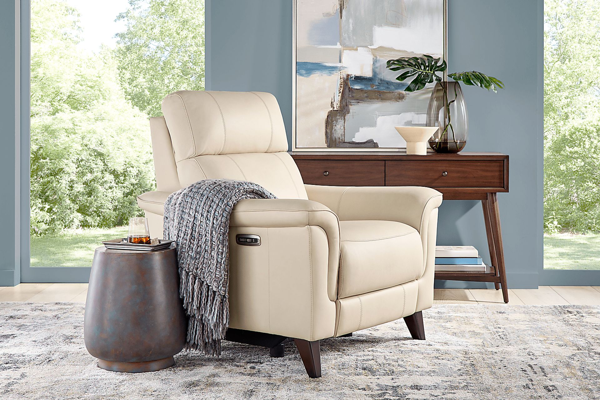 Antonella Beige Leather Dual Power Recliner - Image 4