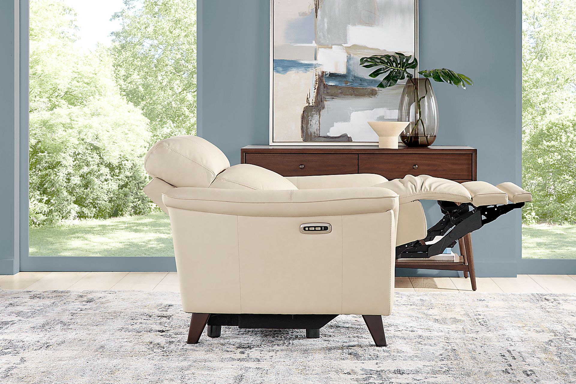 Antonella Beige Leather Dual Power Recliner - Image 5