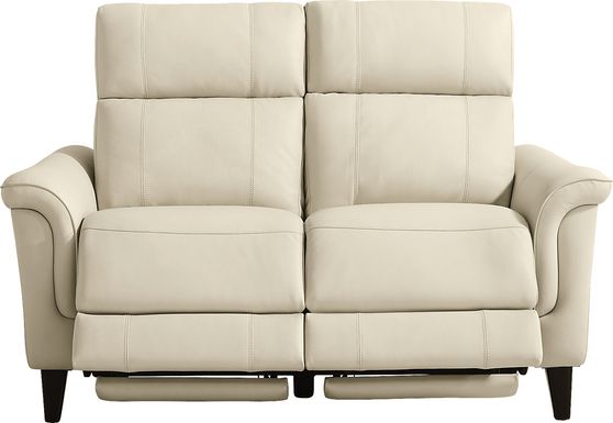 Antonella Beige Leather Dual Power Reclining Loveseat