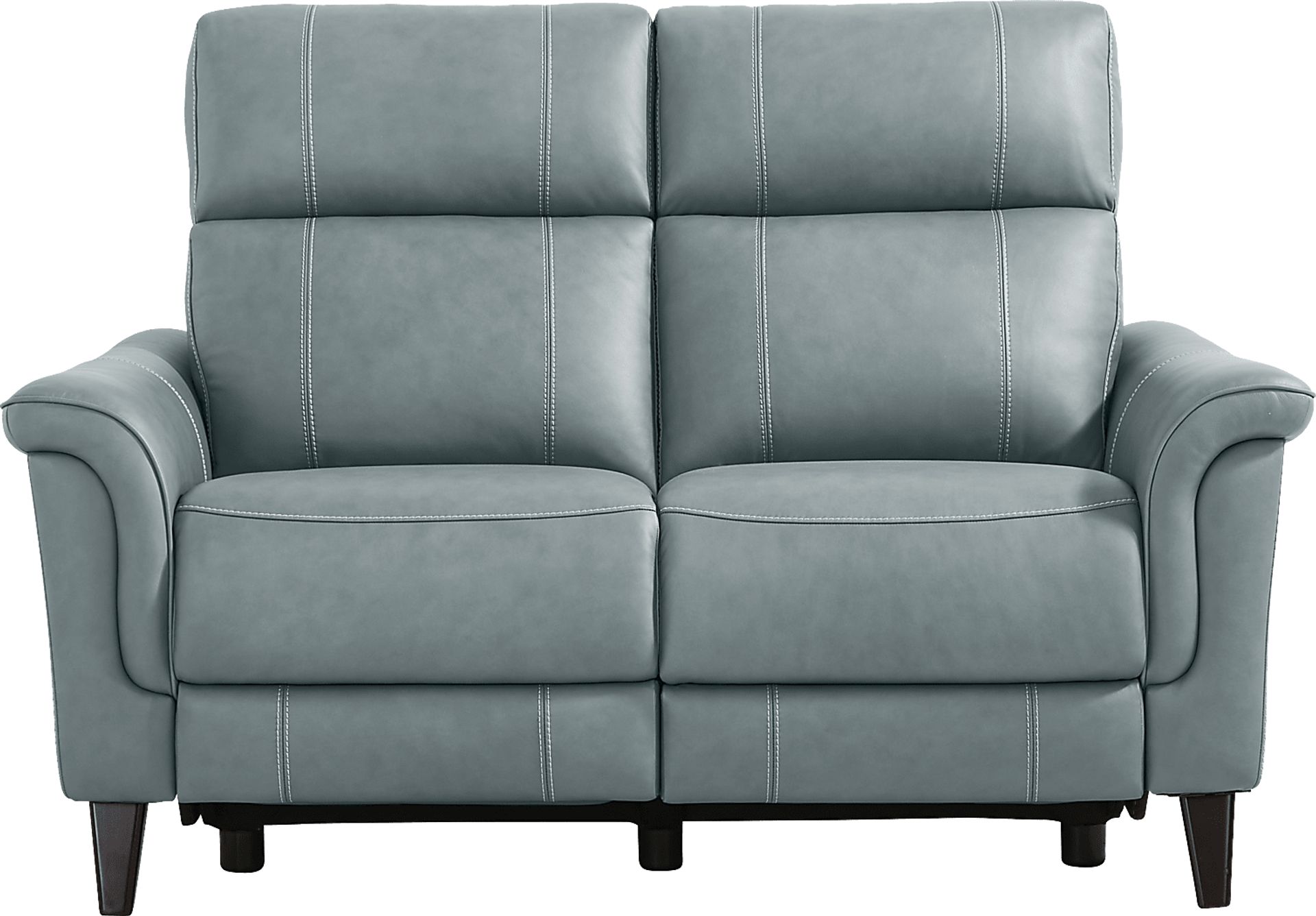 Antonella Blue Leather Dual Power Reclining Loveseat - Image 2