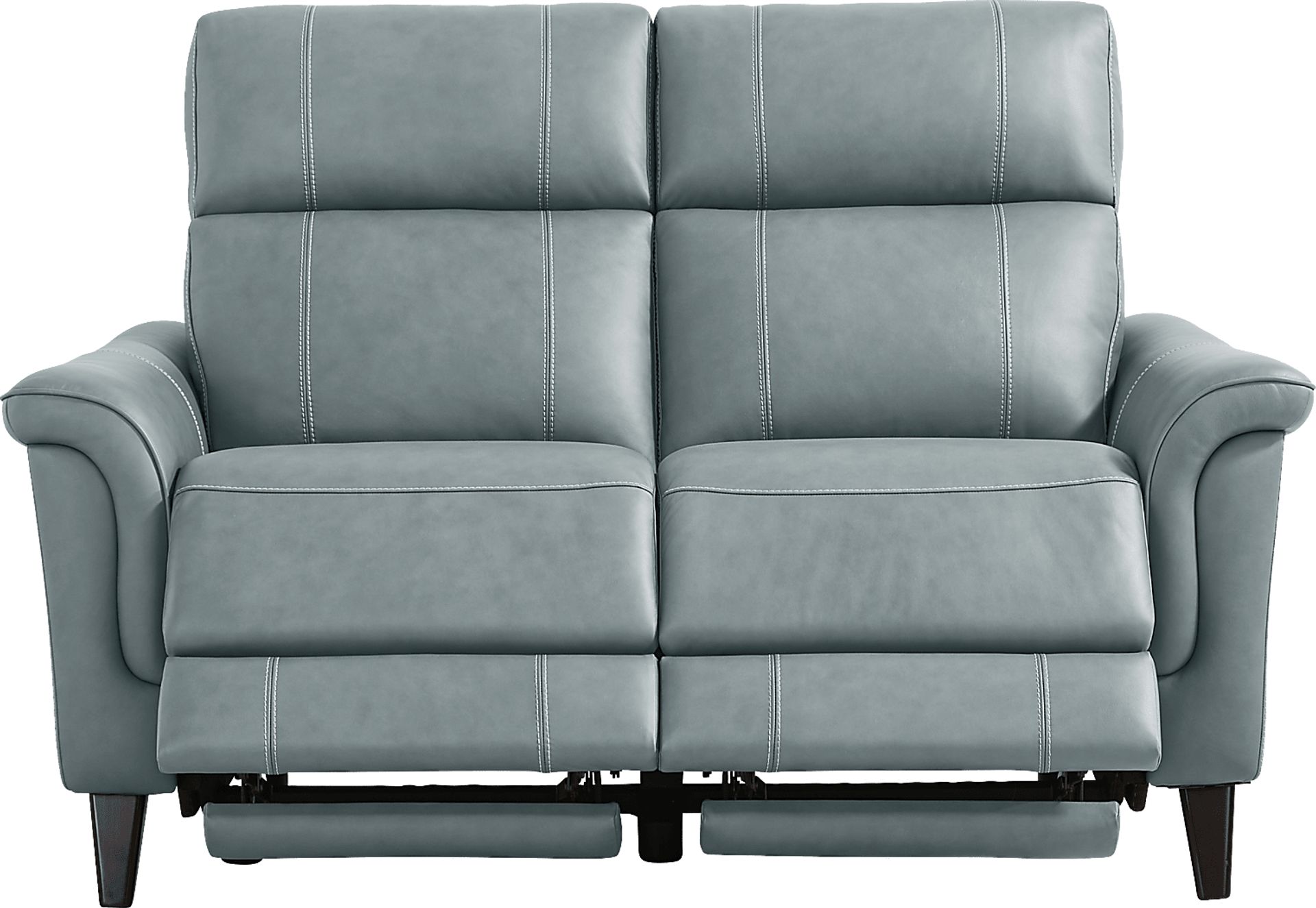 Antonella Blue Leather Dual Power Reclining Loveseat - Image 1