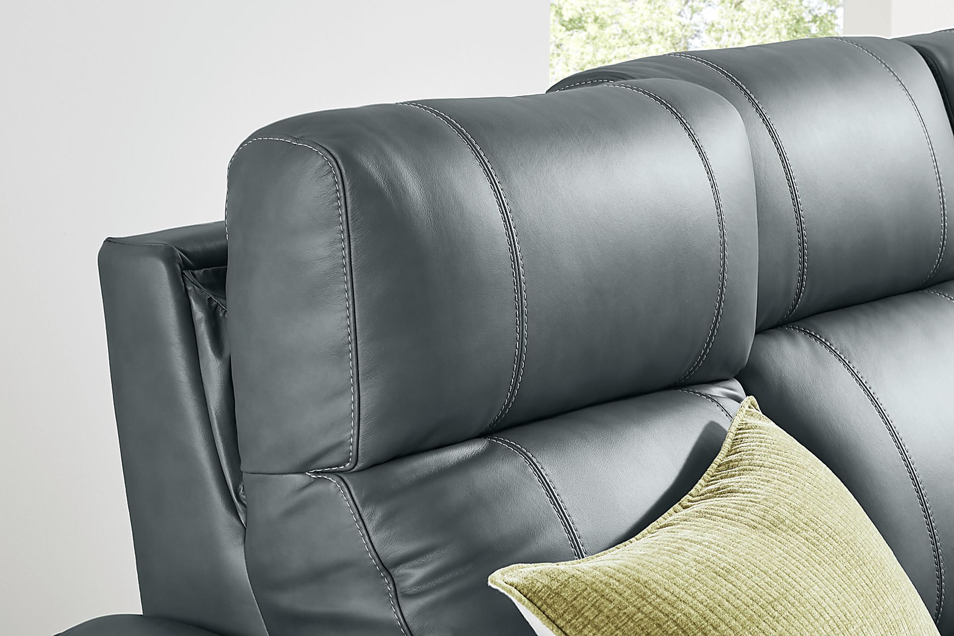 Antonella Blue 2 Pc Leather Dual Power Reclining Living Room - Image 7