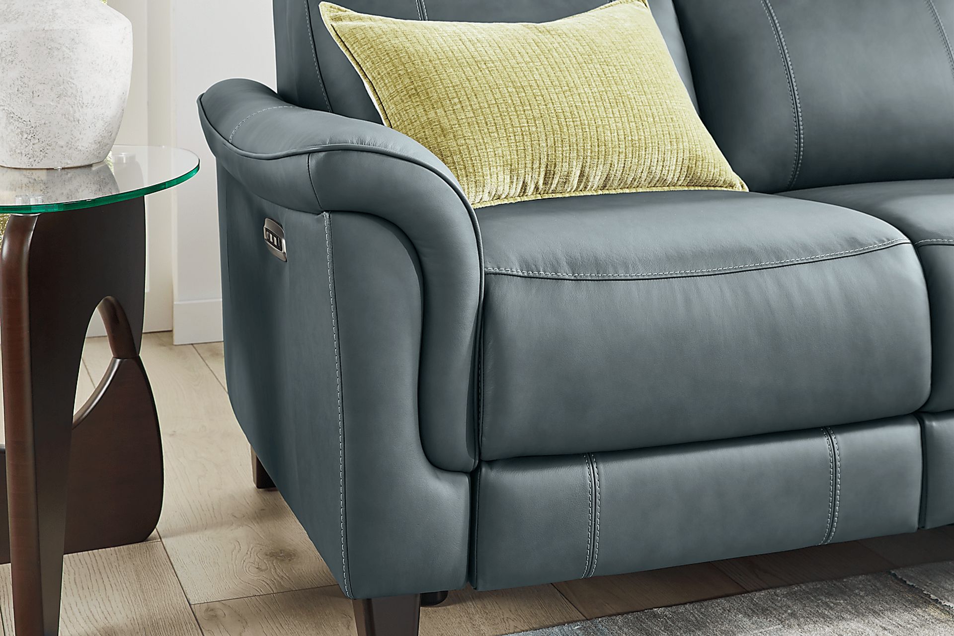 Antonella Blue 2 Pc Leather Dual Power Reclining Living Room - Image 8