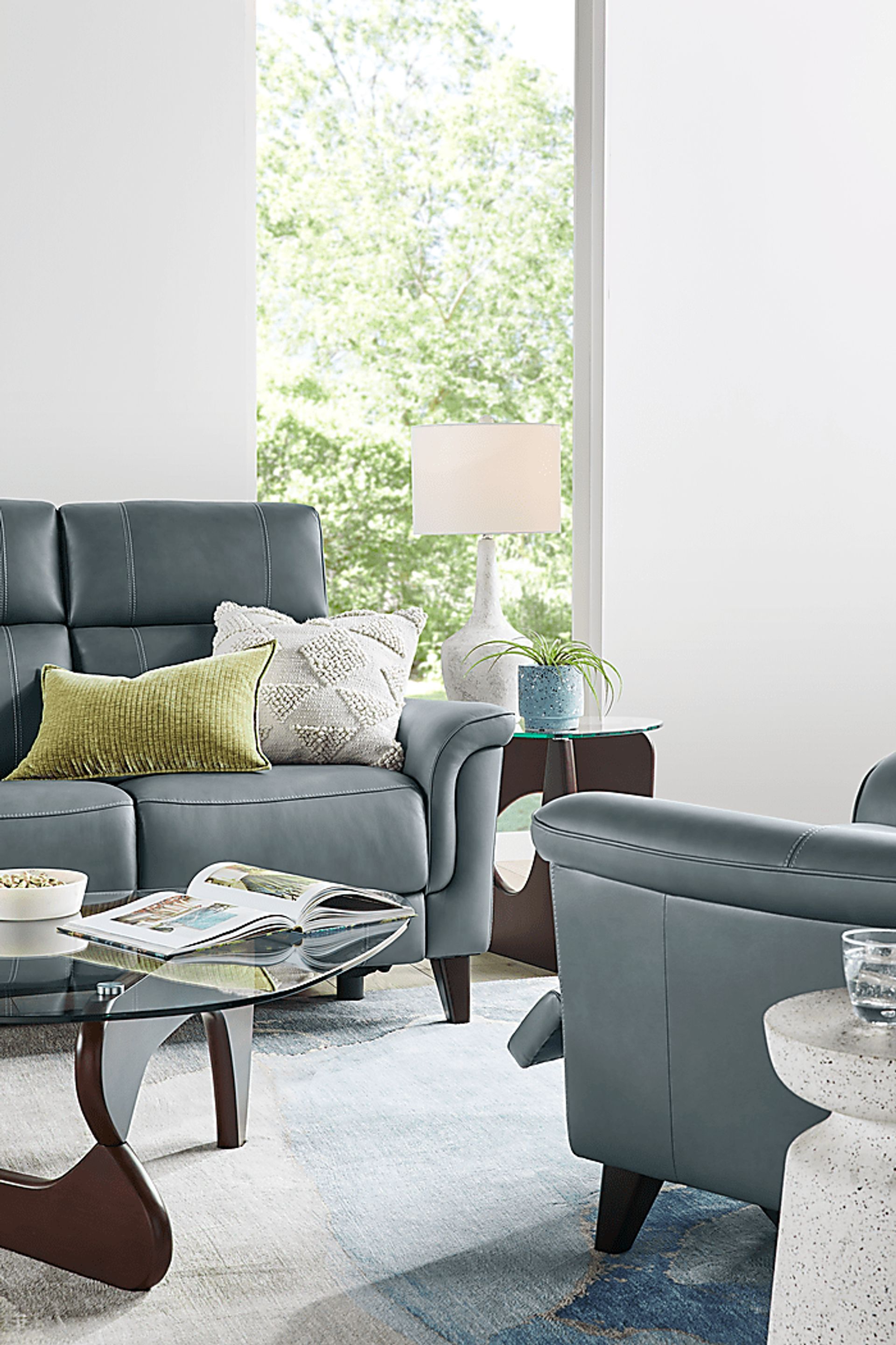 Antonella Blue 2 Pc Leather Dual Power Reclining Living Room - Image 11