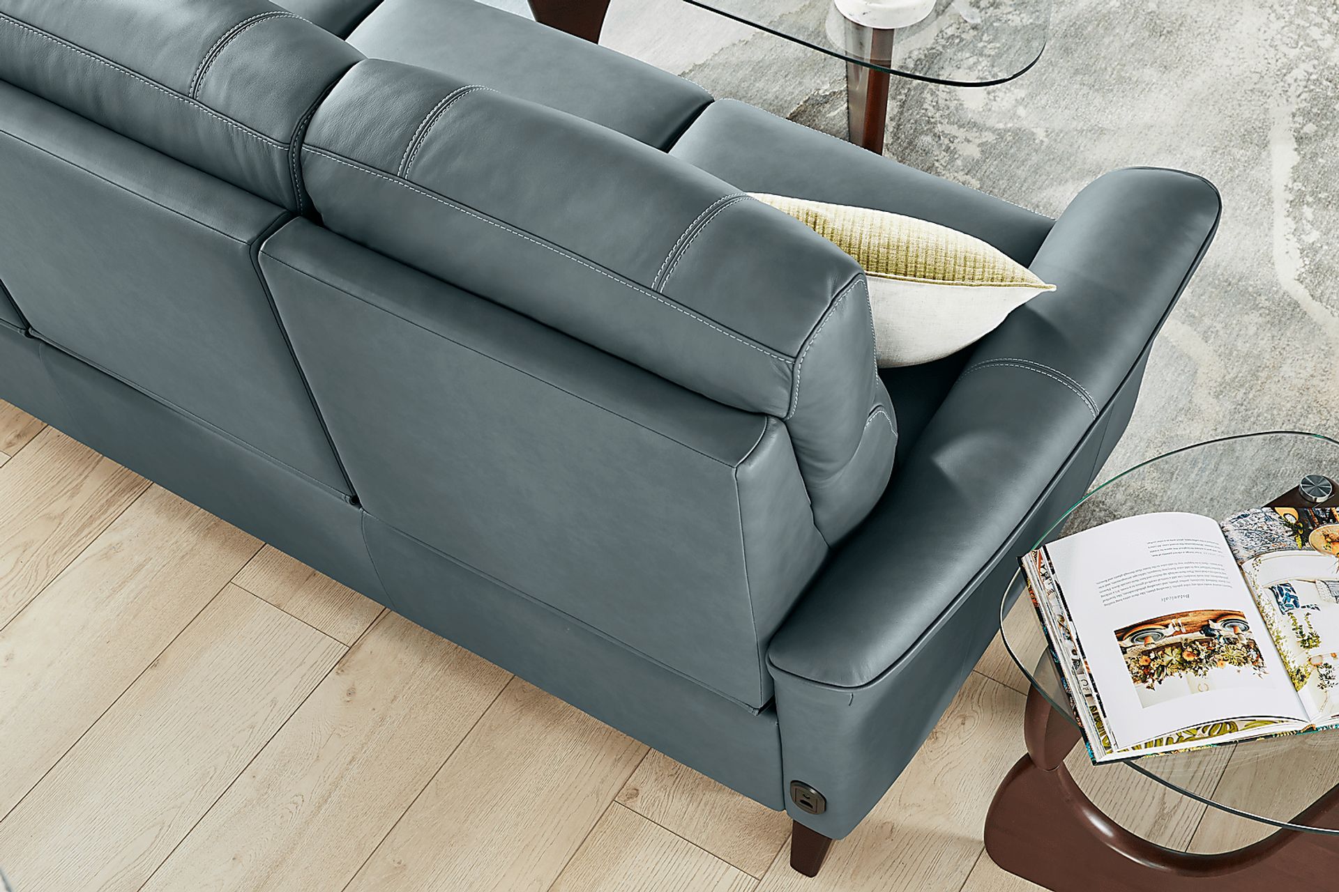 Antonella Blue 2 Pc Leather Dual Power Reclining Living Room - Image 4