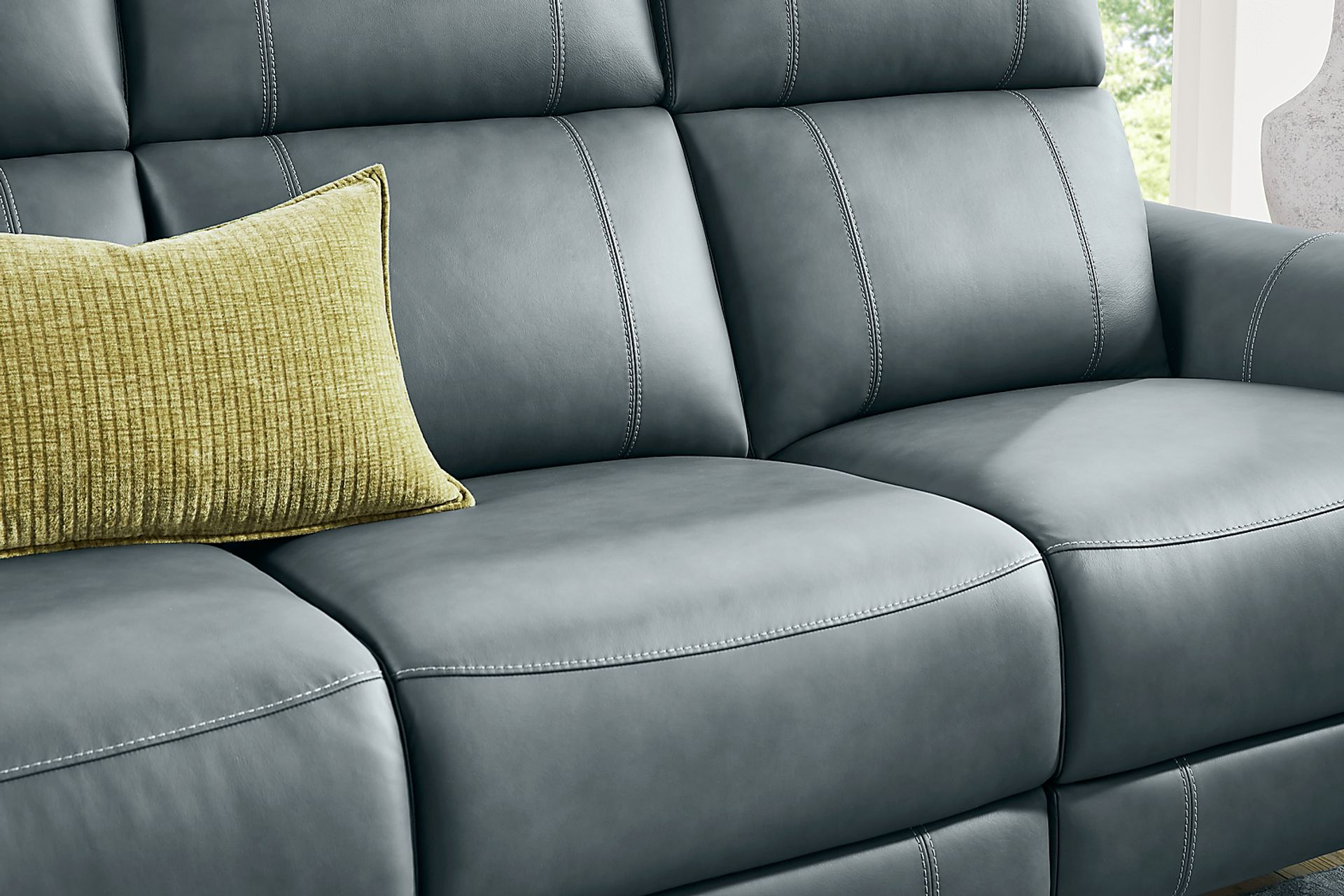 Antonella Blue 2 Pc Leather Dual Power Reclining Living Room - Image 6