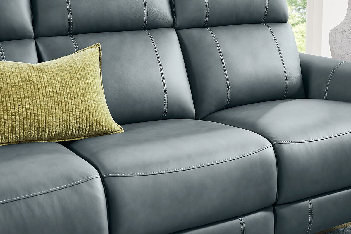Cindy Crawford Antonella 2 Pc Blue Leather Dual Power Reclining Living ...