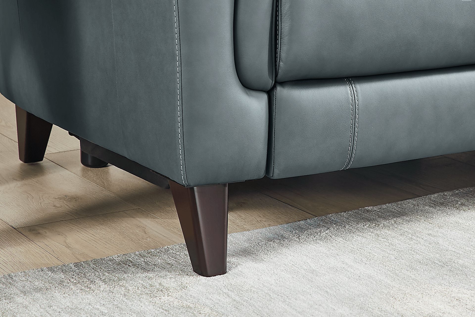 Antonella Blue Leather Loveseat - Image 3