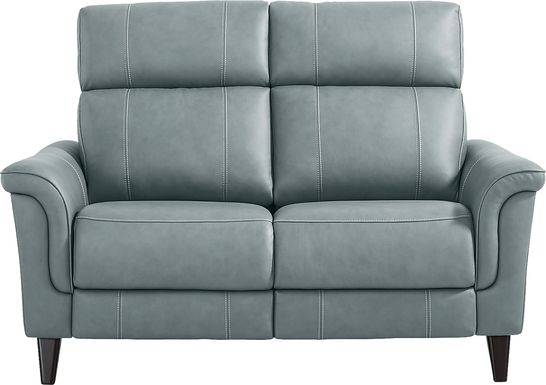 Antonella Blue Leather Loveseat