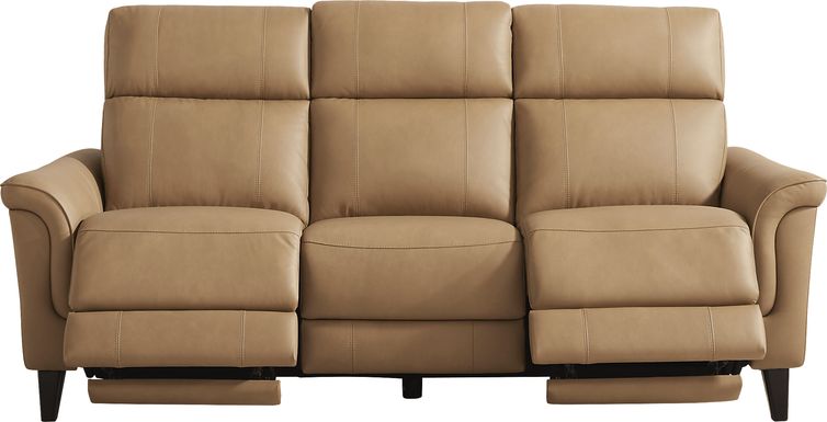 Antonella Tan Leather Dual Power Reclining Sofa