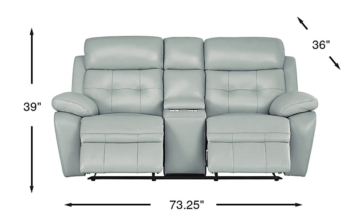 Antonin Aqua Leather Reclining Console Loveseat Rooms To Go