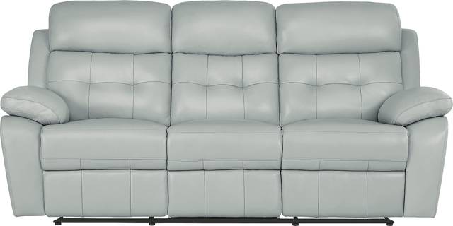 Antonin Aqua Leather 2 Pc Living Room with Reclining Sofa - Thumbnail - Image 3