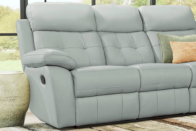 Antonin Aqua Leather 2 Pc Living Room with Reclining Sofa - Thumbnail - Image 5