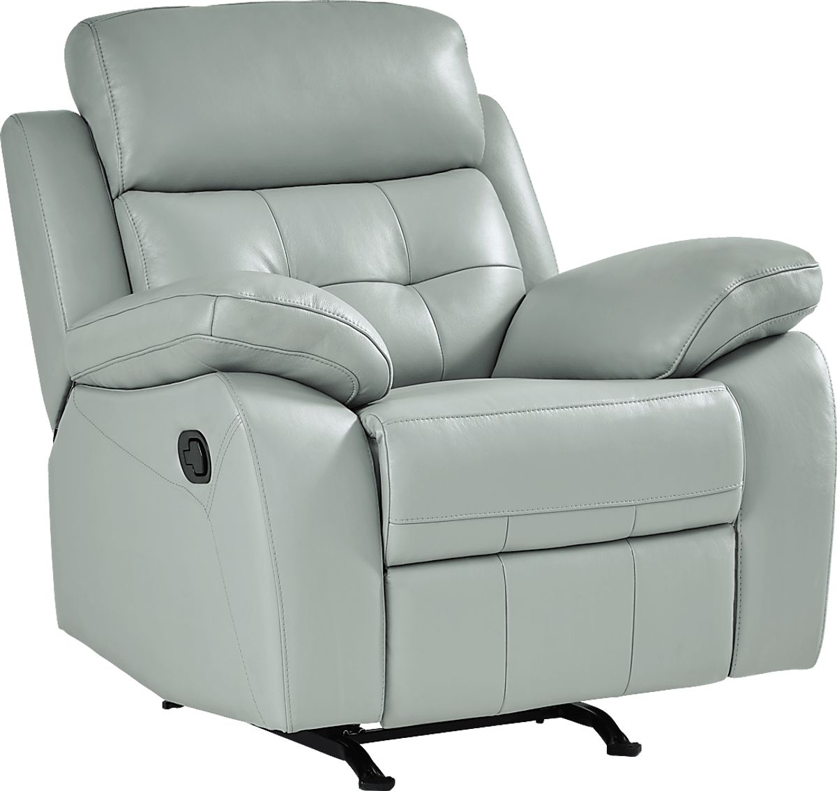 Antonin 3 Pc Aqua Blue Leather Non-Power Reclining Living Room Set With ...