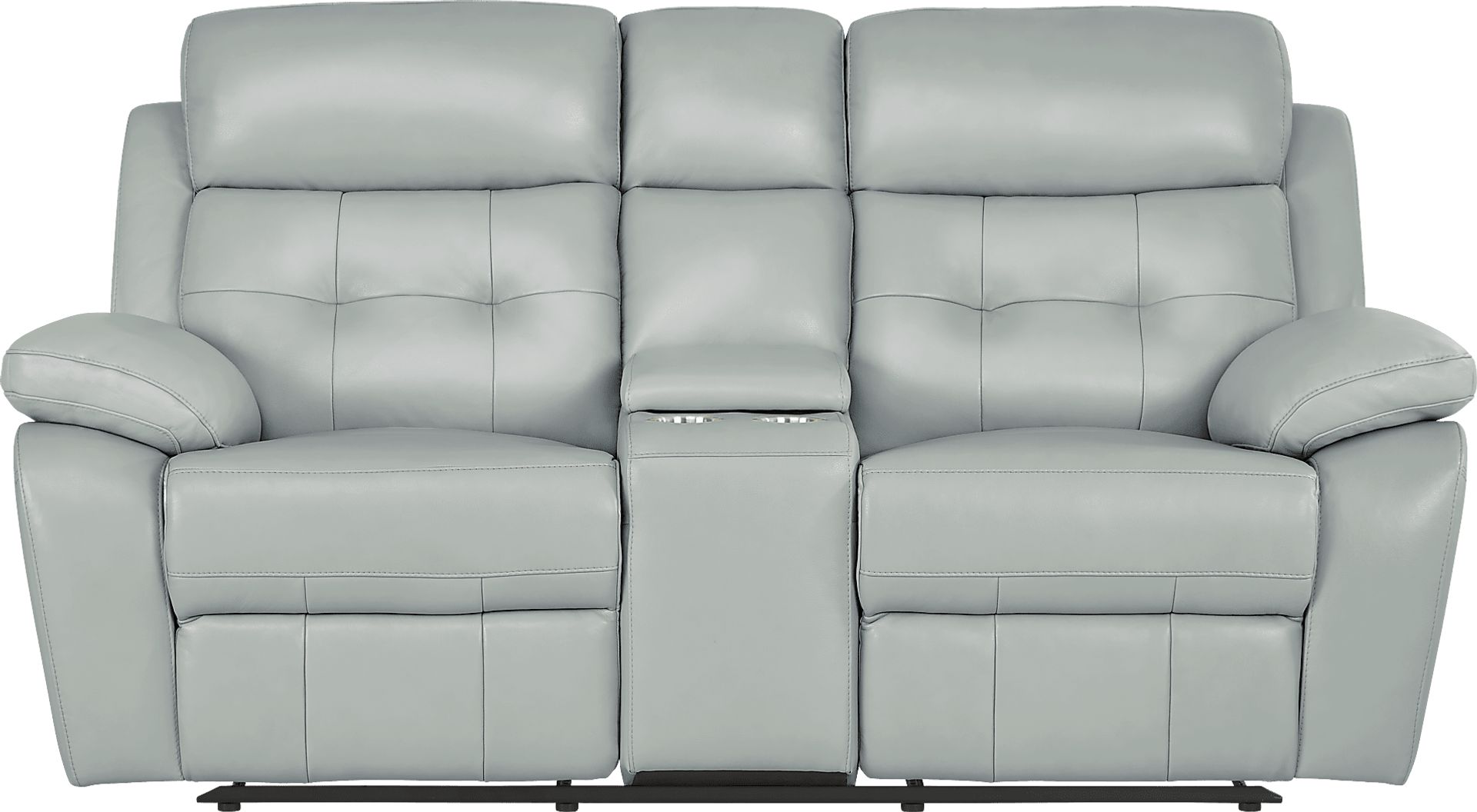 Antonin Aqua Leather Reclining Console Loveseat - Image 1