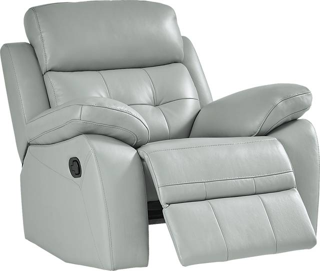 Antonin Aqua Leather Rocker Recliner - Thumbnail - Image 3