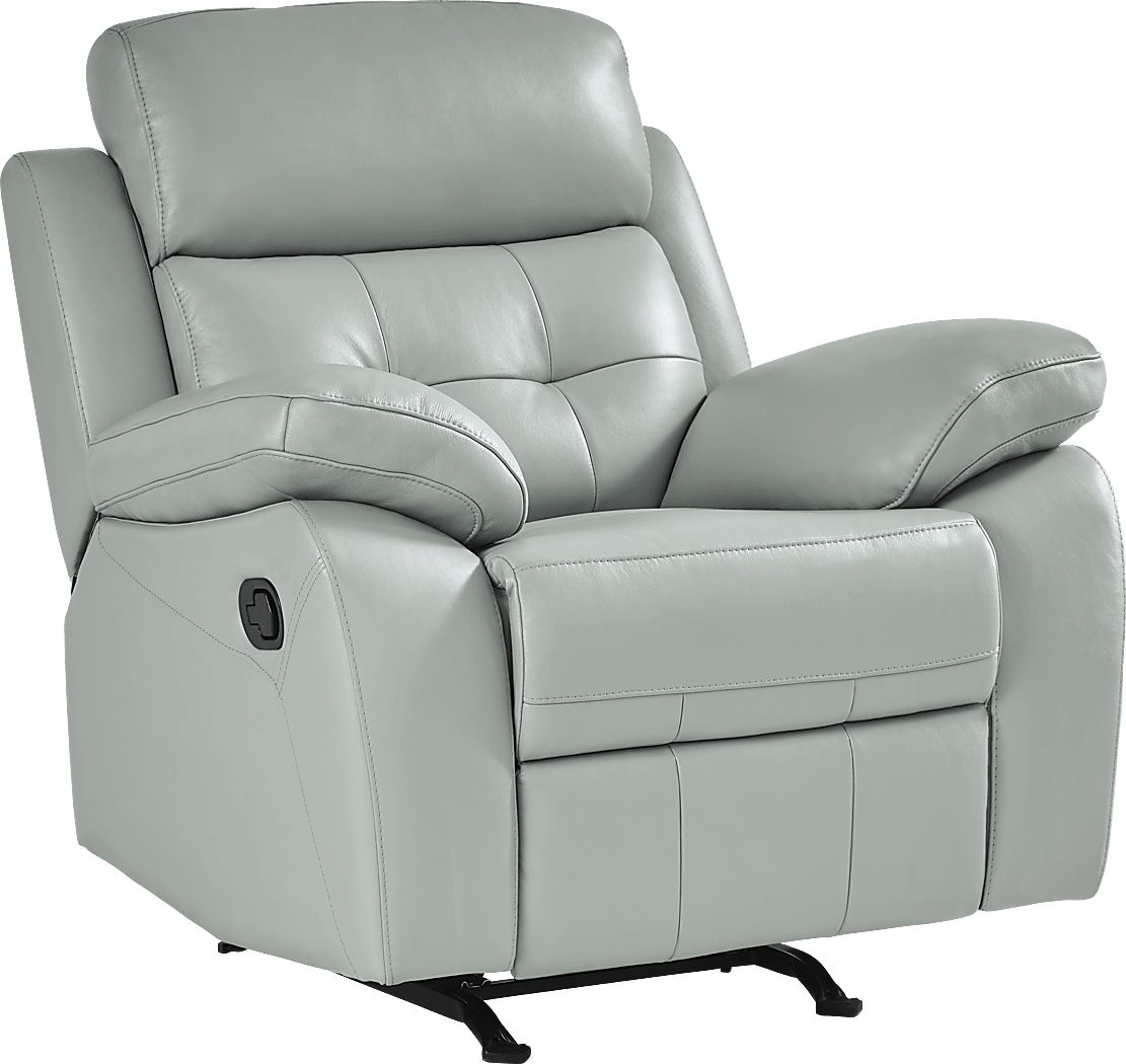 Antonin Aqua Blue Leather Rocker Recliner Rooms to Go